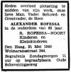 Overlijdensadvertentie Alexander Rofessa 31 mei 1940